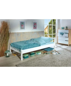 LETTO SINGOLO IN PINO MASSELLO BIANCO 90X190 CM